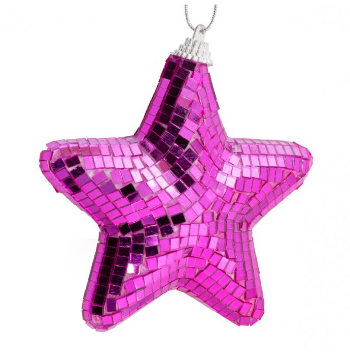 Kersthanger Disco Ster roze
