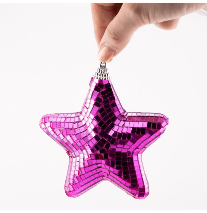 Kersthanger Disco Ster roze