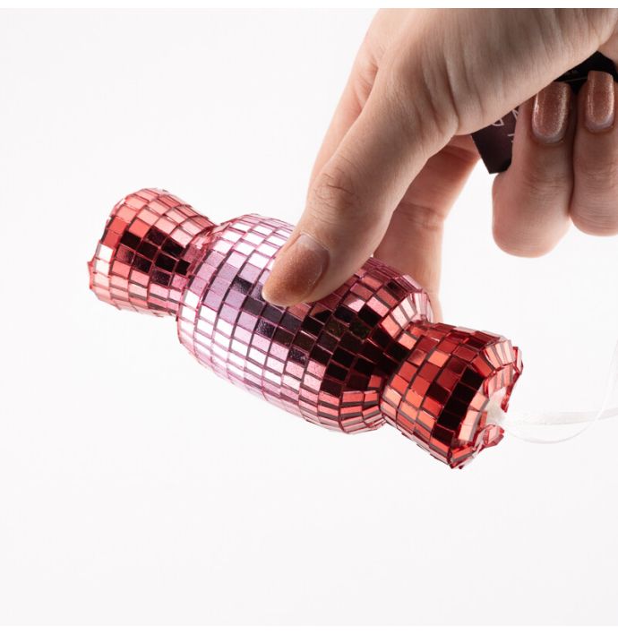 Kersthanger Disco Snoep roze/rood