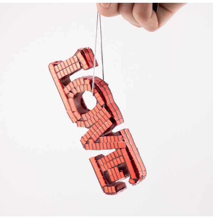 Kersthanger Disco LOVE rood