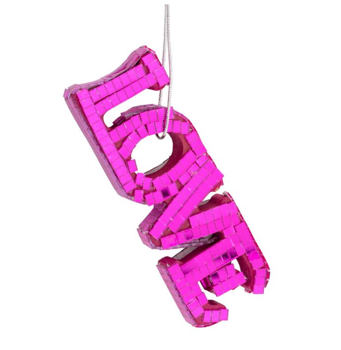 Kersthanger Disco LOVE fuchsia