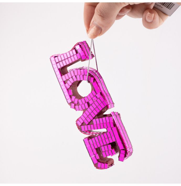 Kersthanger Disco LOVE fuchsia