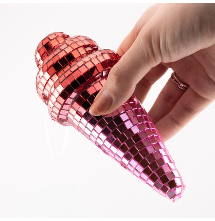 Kersthanger Disco Ijs roze/rood