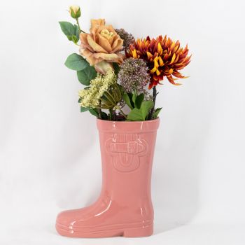 Aardewerk vaas regenlaars roze