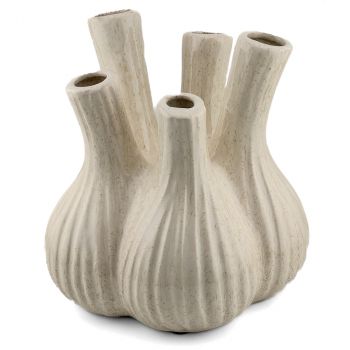 Aardewerk tulpenvaas garlic beige