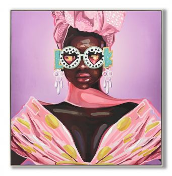 Schilderij vrouw pink