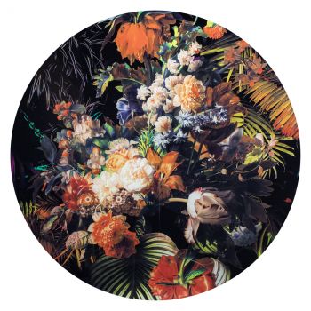 Schilderij tempered glass rond bloemen