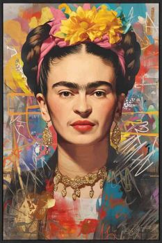 Schilderij high gloss popart Frida Kahlo 