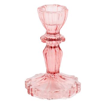 Kaarsenstandaard glas roze
