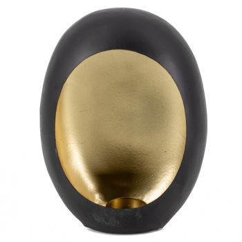 'Standing Egg' windlicht zwart met goud