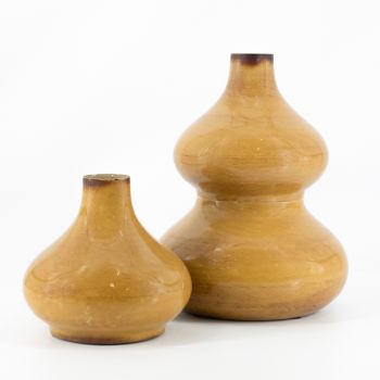 Metalen vaas spheres mustard