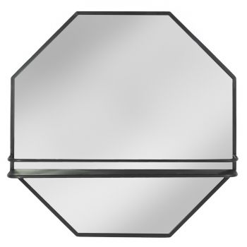 Octagon spiegel met rekje