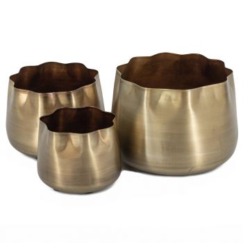 Metalen bloempot goud (set van 3)