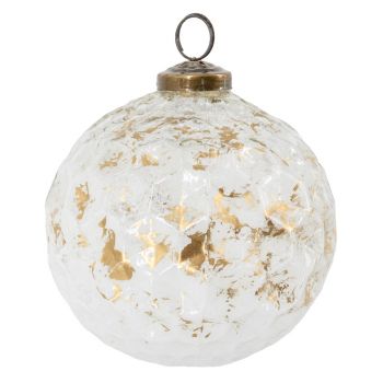 Glazen kerstbal white & gold