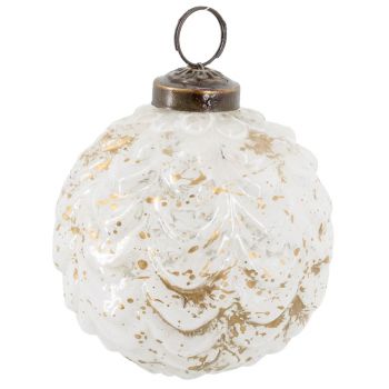 Glazen kerstbal white & gold