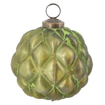 Glazen kerstbal olive