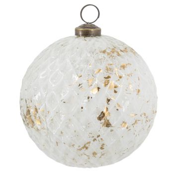 Glazen kerstbal white & gold