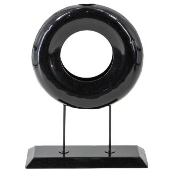 Ornament metaal donut black marble