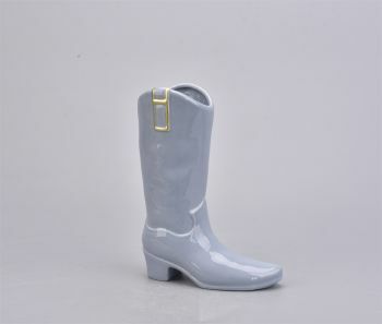 Aardewerk vaas cowboy laars blauw 