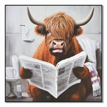 Schilderij schotse hooglander toilet