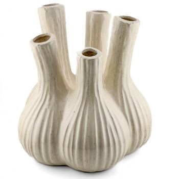 Aardewerk tulpenvaas garlic beige