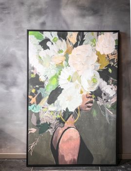 Schilderij vrouw bloemen